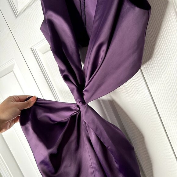 One33 Social Purple Satin Cutout Sleeveless Front Slit Gown Women's Size 0 - Picture 5 of 15